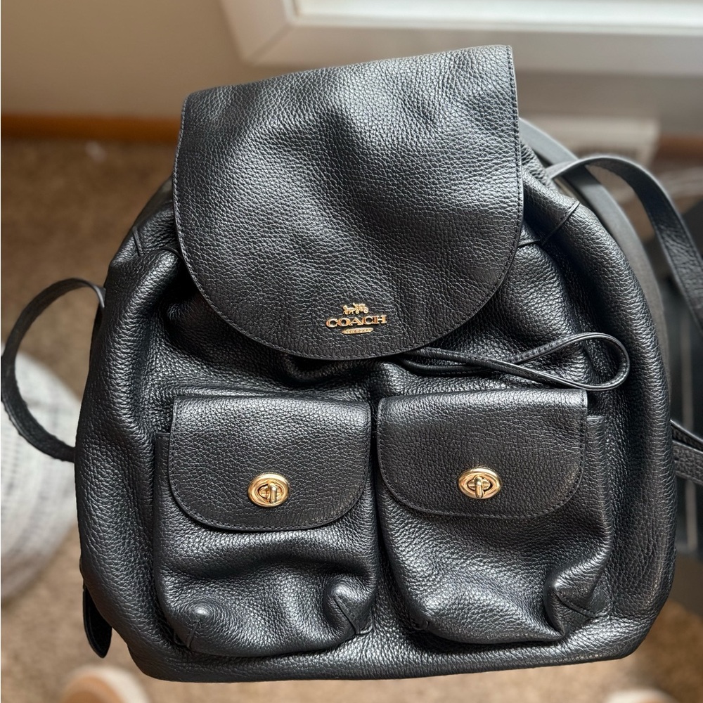 Coach Black Pebbled Leather Backpack
